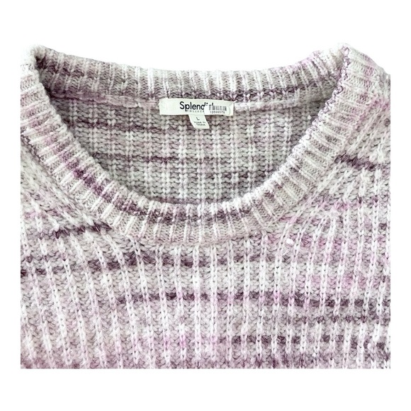 Splendid Space Dye Sweater Crew Neck Long Sleeve Purple Wool Blend Size Large - Picture 8 of 9